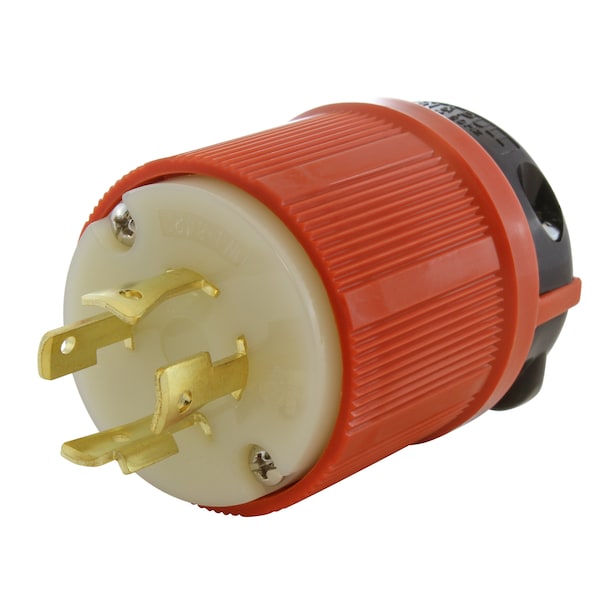Locking Plug, L16-20P, 20 A, 480V AC, Three Phase, Orange